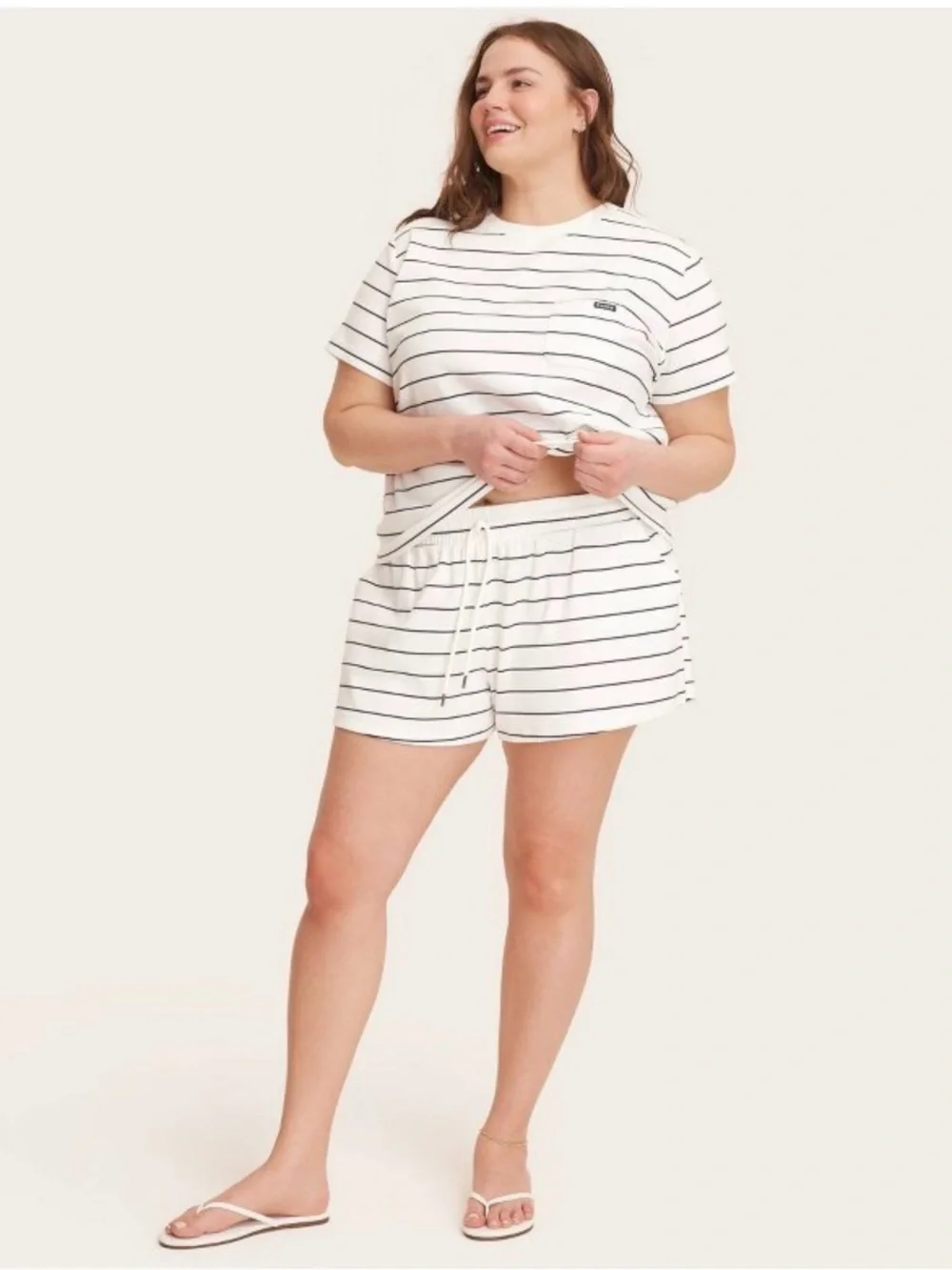 PARKE X Target White And Navy Blue Striped Drawstring Shorts NWT Size Medium